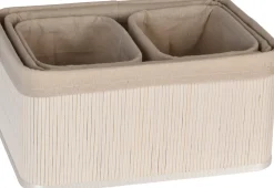 Zestaw 4 koszy bambusowych naturalne