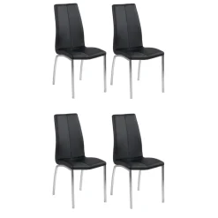 Zestaw 4 krzeseł Asama czarne tapicerowane