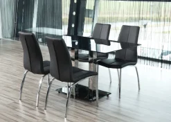 Zestaw 4 krzeseł Asama czarne tapicerowane