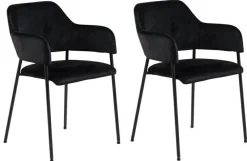Zestaw 2 krzeseł Lima welurowych z podłokietnikami czarne