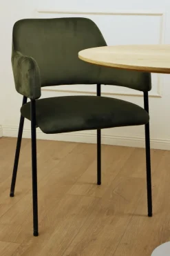 Zestaw 2 krzeseł Lima welurowych z podłokietnikami zielone