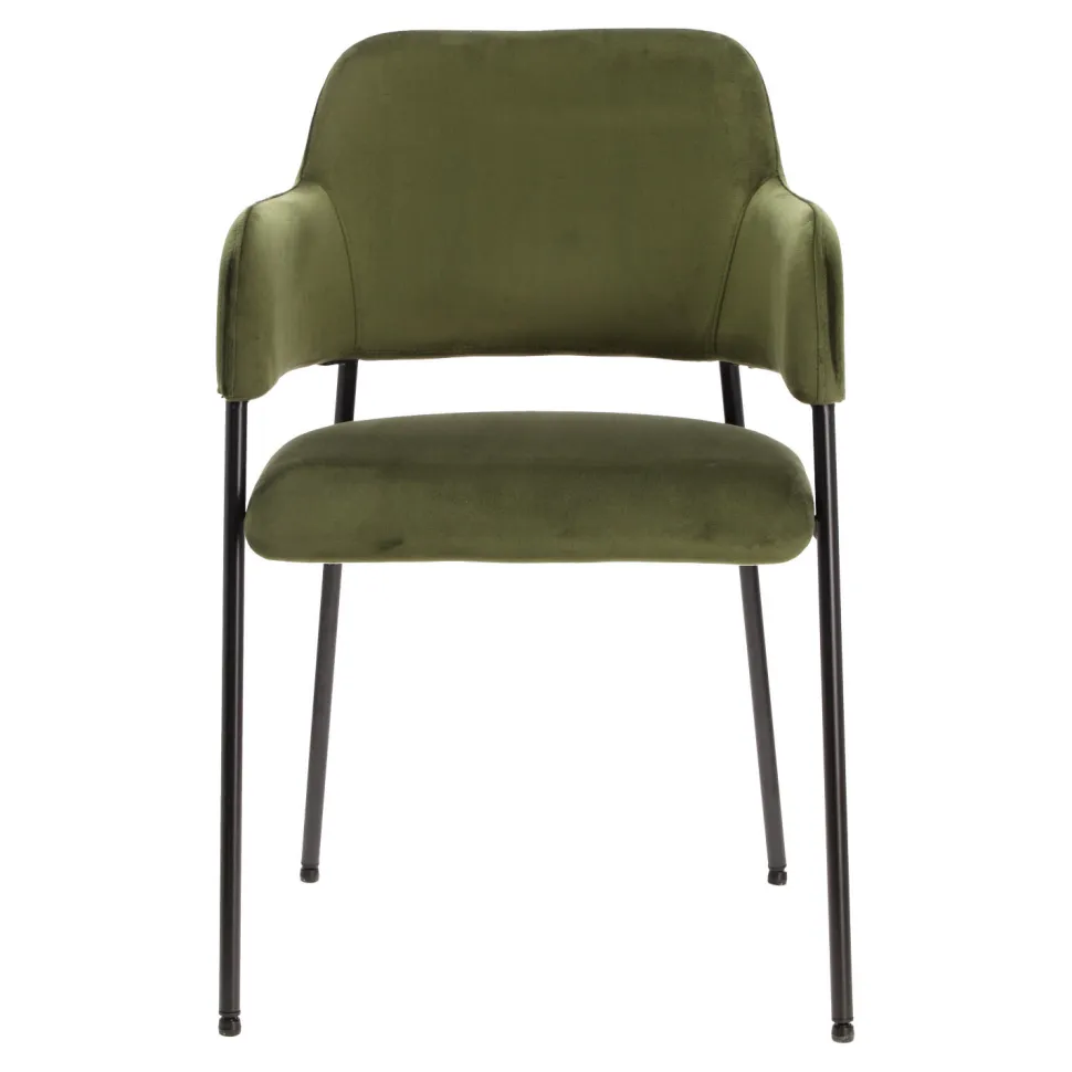 Zestaw 2 krzeseł Lima welurowych z podłokietnikami zielone