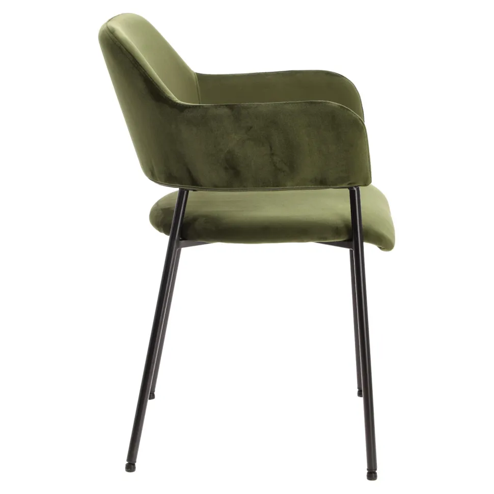 Zestaw 2 krzeseł Lima welurowych z podłokietnikami zielone