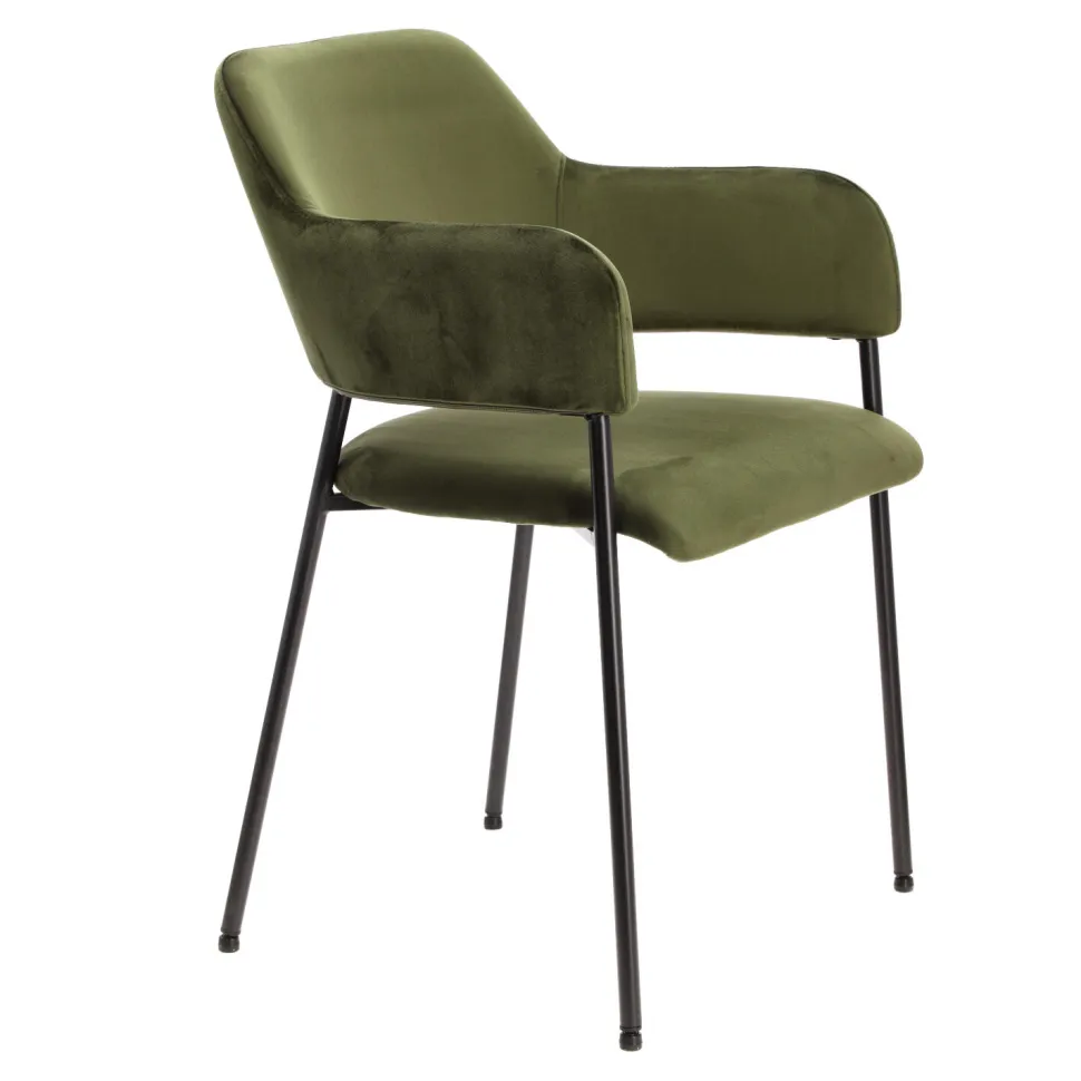 Zestaw 2 krzeseł Lima welurowych z podłokietnikami zielone