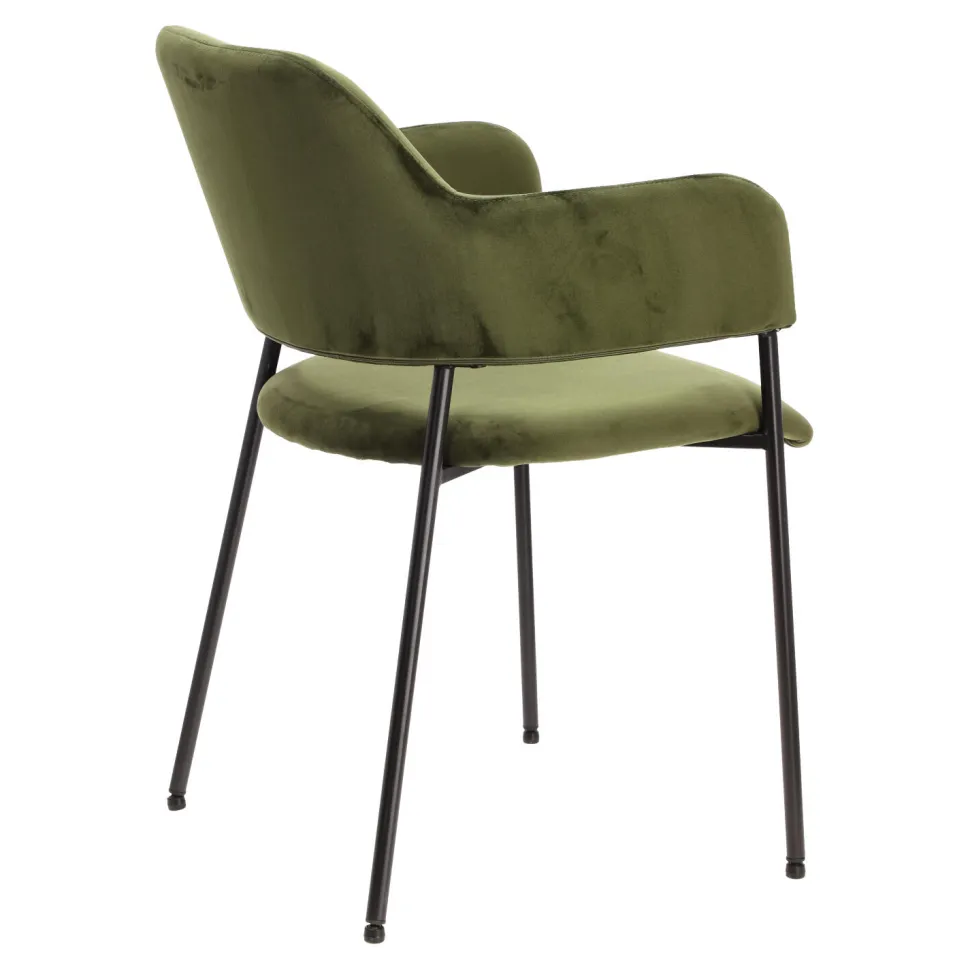 Zestaw 2 krzeseł Lima welurowych z podłokietnikami zielone