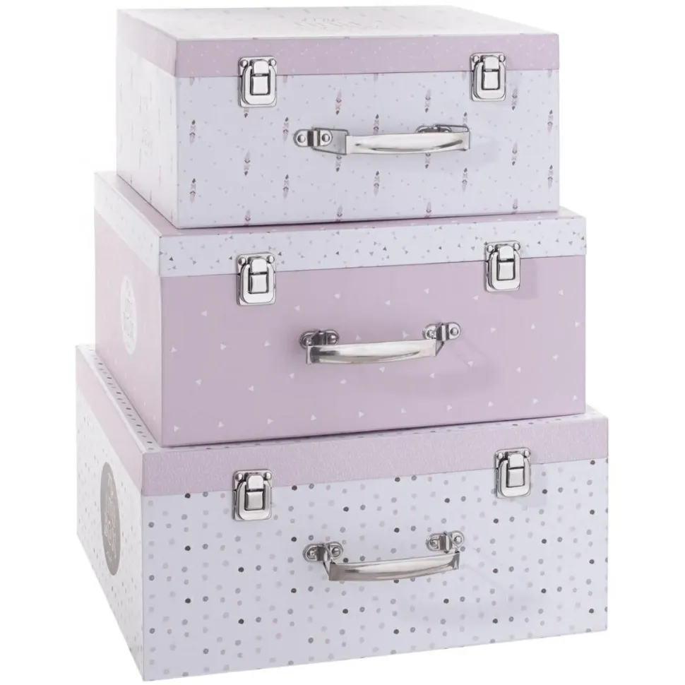 Zestaw 3 kufrów dziecięcych różowe
