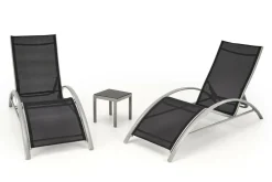 Zestaw 2 leżaki + stolik Garith czarny