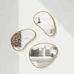 Zestaw 3 luster Hubba Pebble złote