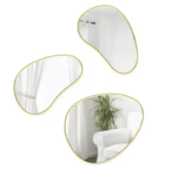 Zestaw 3 luster Hubba Pebble złote