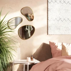 Zestaw 3 luster Hubba Pebble złote