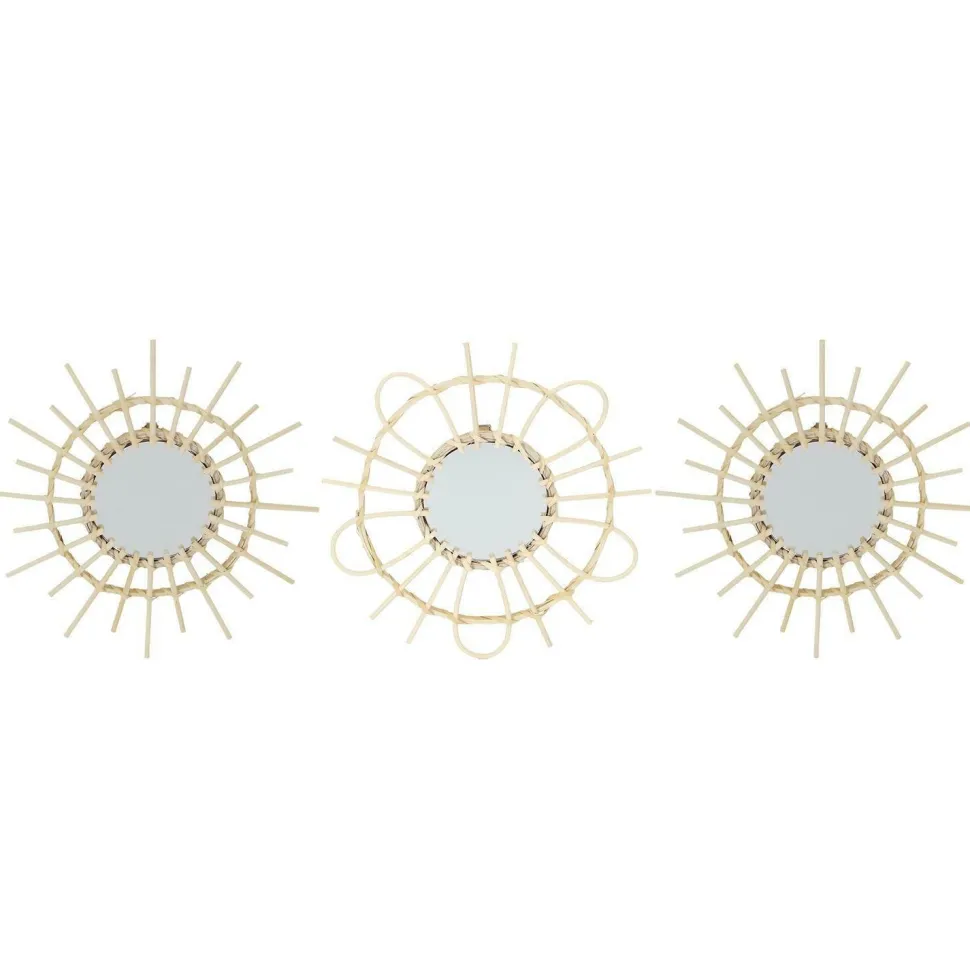 Zestaw 3 luster rattanowych Lipsi