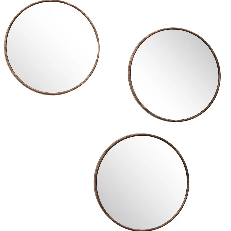 Zestaw 3 luster Toronto, okrągłych, orzech 26cm