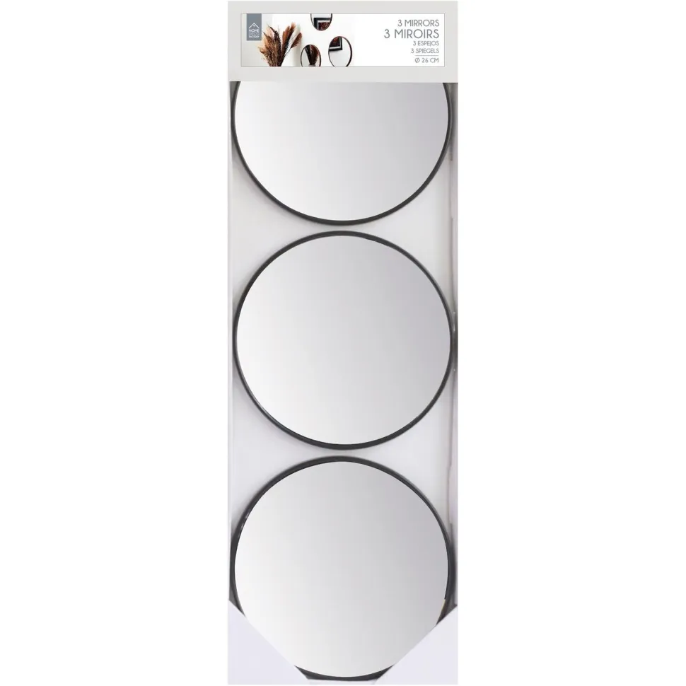 Zestaw 3 luster Toronto, okrągłych, orzech 26cm