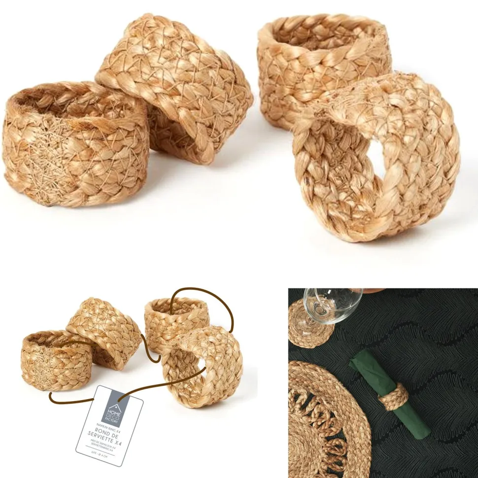 Zestaw 4 obrączek na serwetki jutowe