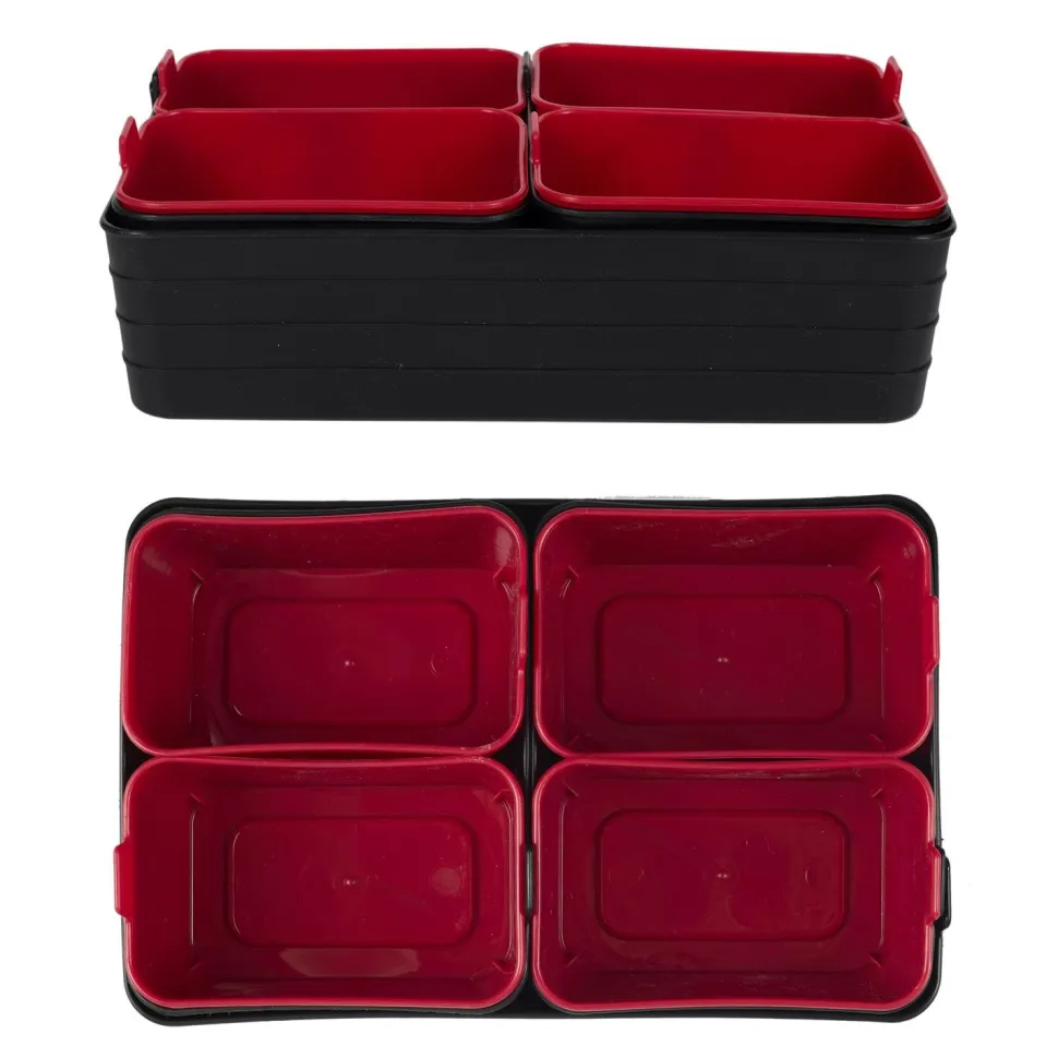 Zestaw 7 organizerów czarne/czerwone