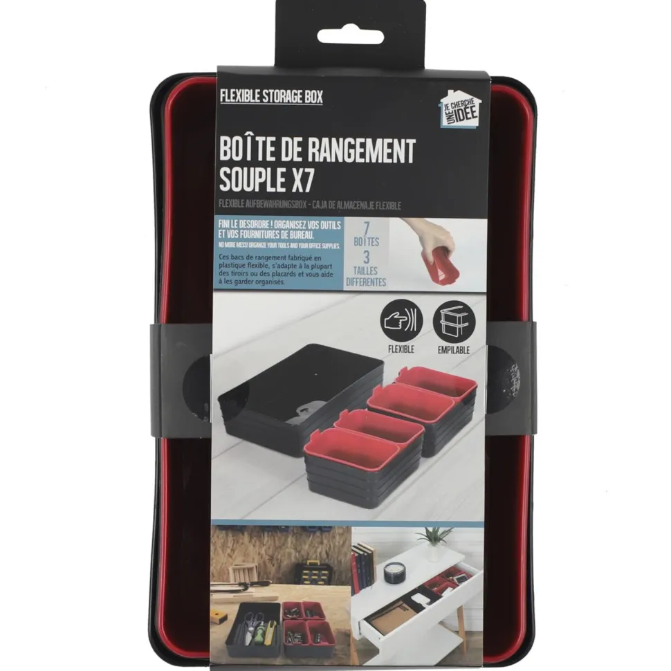 Zestaw 7 organizerów czarne/czerwone