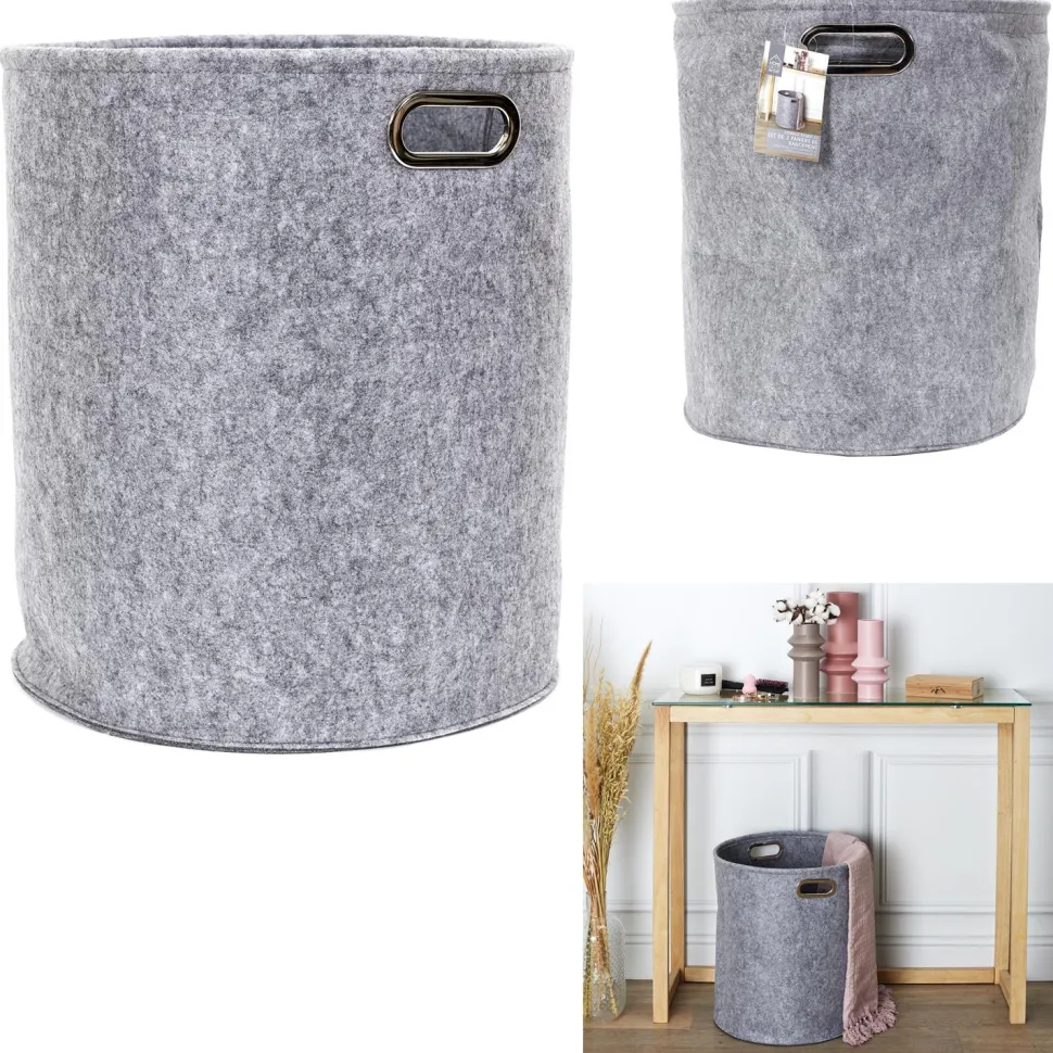 Zestaw 2 pudełek filcowych okragłe szare