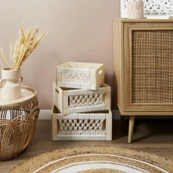 Zestaw 3 pudełek Gigogne boho plecione