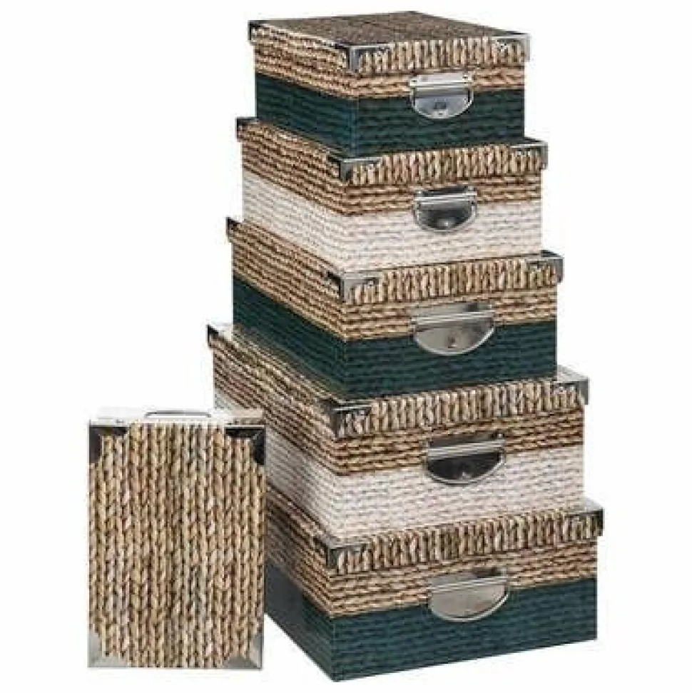 Zestaw 6 pudełek naturalne/zielone