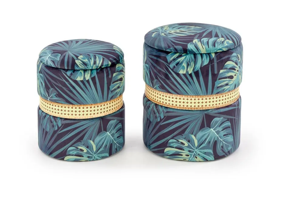 Zestaw 2 puf Dadra zielone ze schowkiem