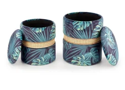 Zestaw 2 puf Dadra zielone ze schowkiem