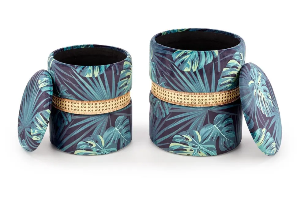 Zestaw 2 puf Dadra zielone ze schowkiem