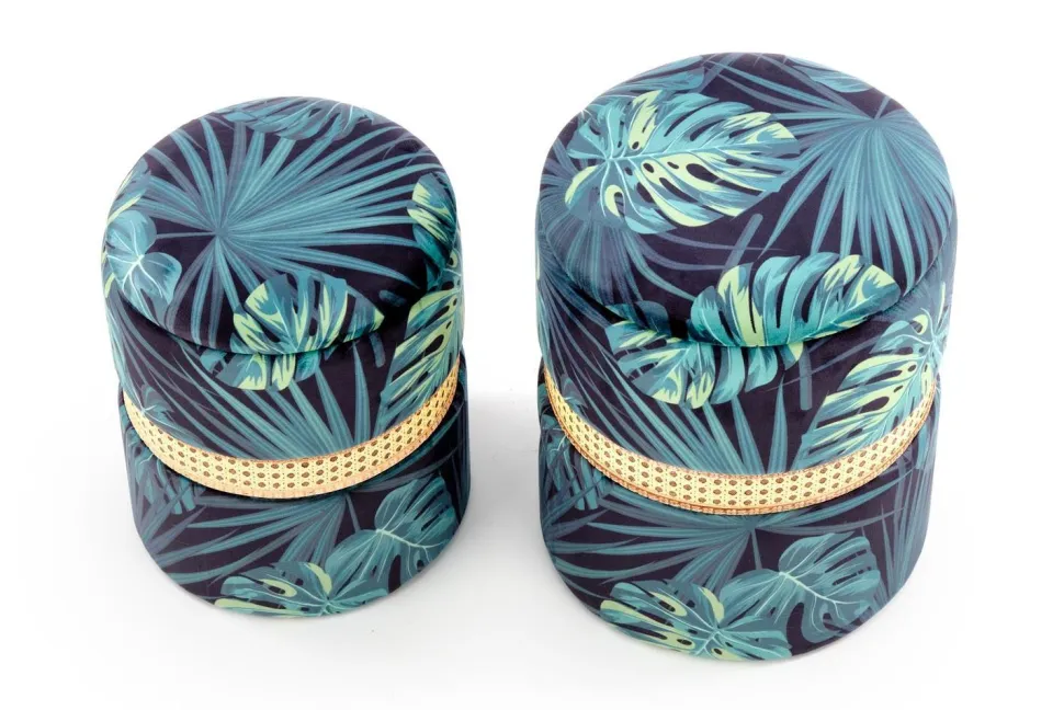 Zestaw 2 puf Dadra zielone ze schowkiem