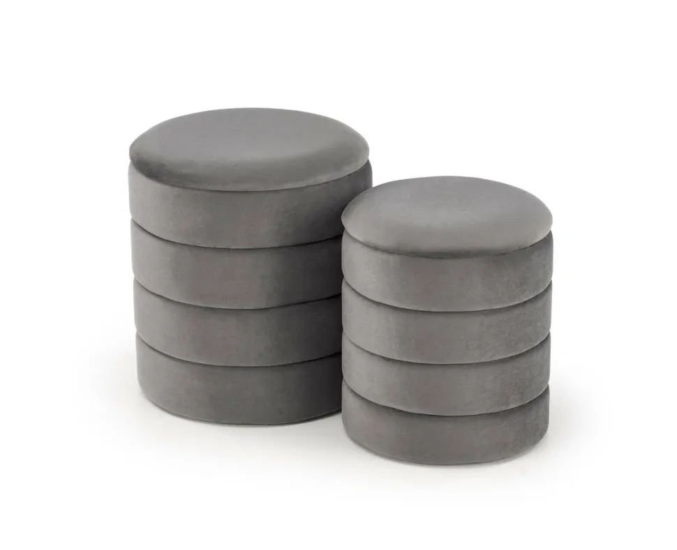 Zestaw 2 puf Gabael popielaty