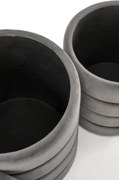 Zestaw 2 puf Gabael popielaty