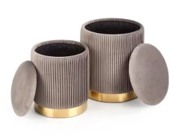 Zestaw 2 puf Goltra ze schowkiem szare