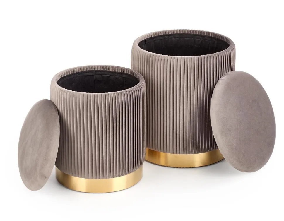 Zestaw 2 puf Goltra ze schowkiem szare