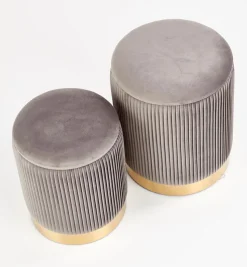 Zestaw 2 puf Goltra ze schowkiem szare