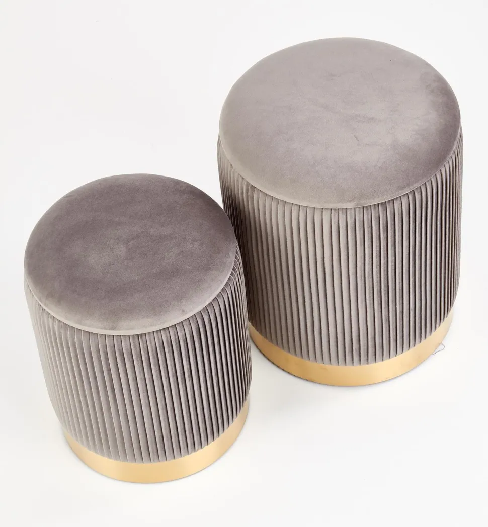 Zestaw 2 puf Goltra ze schowkiem szare