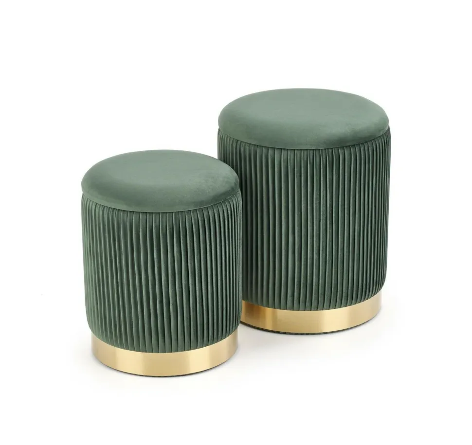 Zestaw 2 puf Goltra ze schowkiem zielone