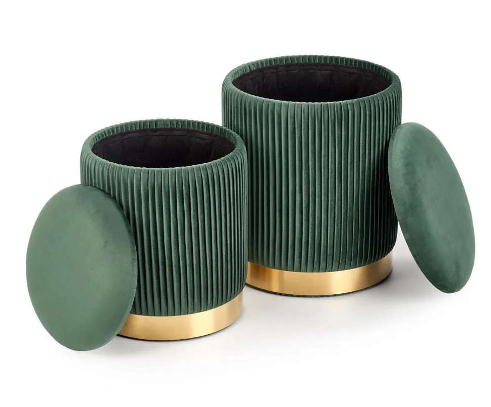 Zestaw 2 puf Goltra ze schowkiem zielone