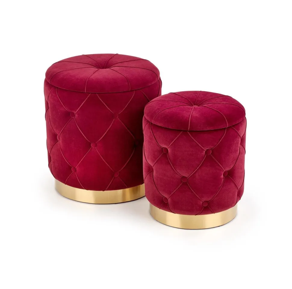 Zestaw 2 puf Grena ze schowkiem bordowe