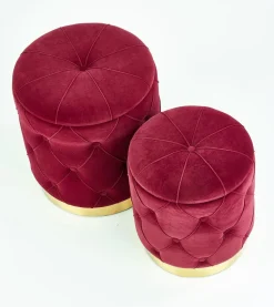 Zestaw 2 puf Grena ze schowkiem bordowe