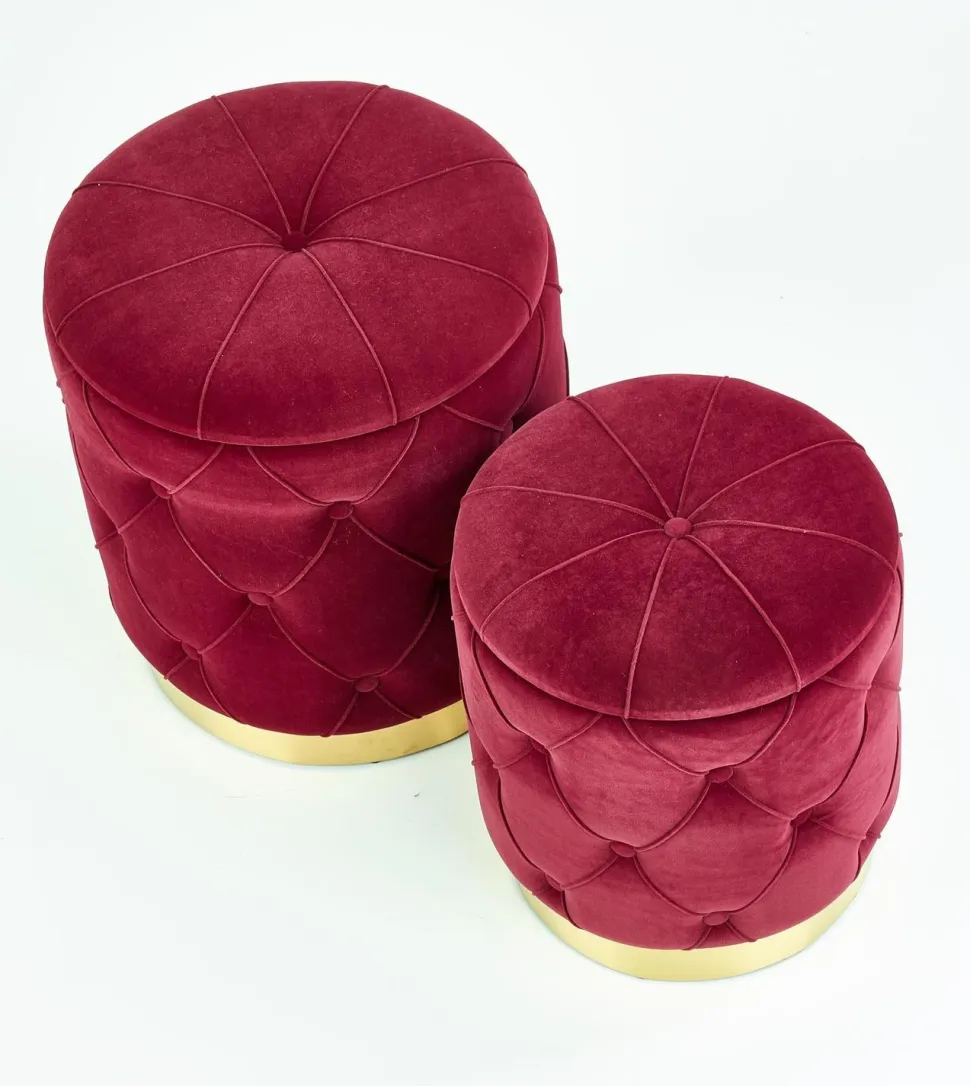 Zestaw 2 puf Grena ze schowkiem bordowe