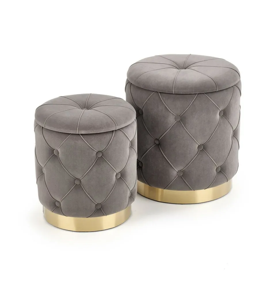 Zestaw 2 puf Grena ze schowkiem szare