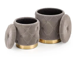 Zestaw 2 puf Grena ze schowkiem szare