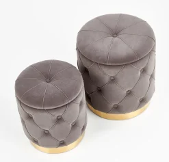 Zestaw 2 puf Grena ze schowkiem szare