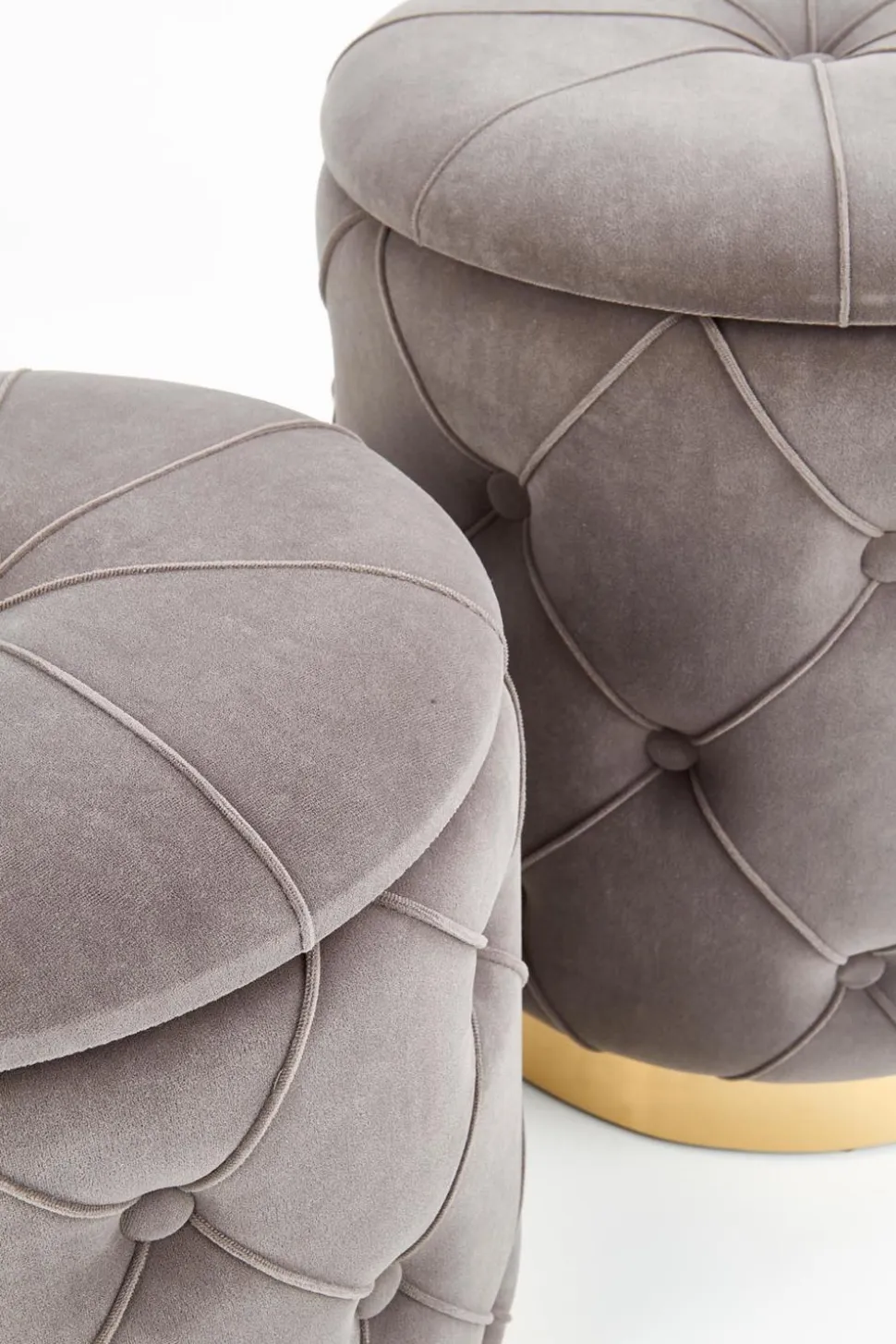 Zestaw 2 puf Grena ze schowkiem szare