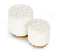 Zestaw 2 puf Nacun kremowe z pojemnikiem