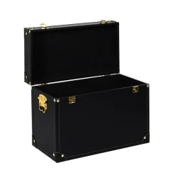 Zestaw 3 skrzynek do przechowywania czarny/złoty