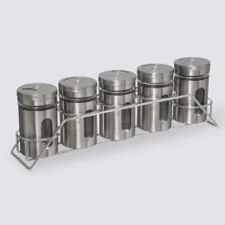 Zestaw 5 słoiczków + podstawka na przyprawy