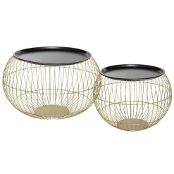 Zestaw 2 stolików Alya czarne/złote