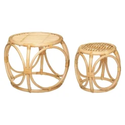 Zestaw 2 stolików Aoni rattan naturalny