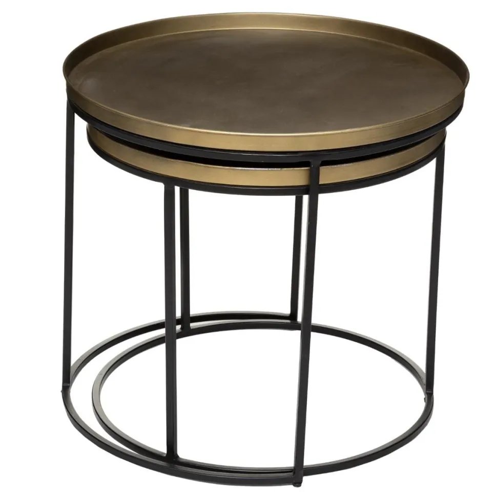 Zestaw 2 stolików Basile mosiądz