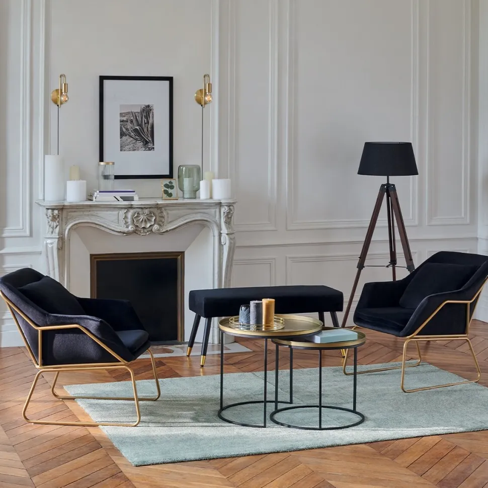 Zestaw 2 stolików Basile mosiądz