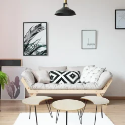 Zestaw 3 stolików bielone/ czarne